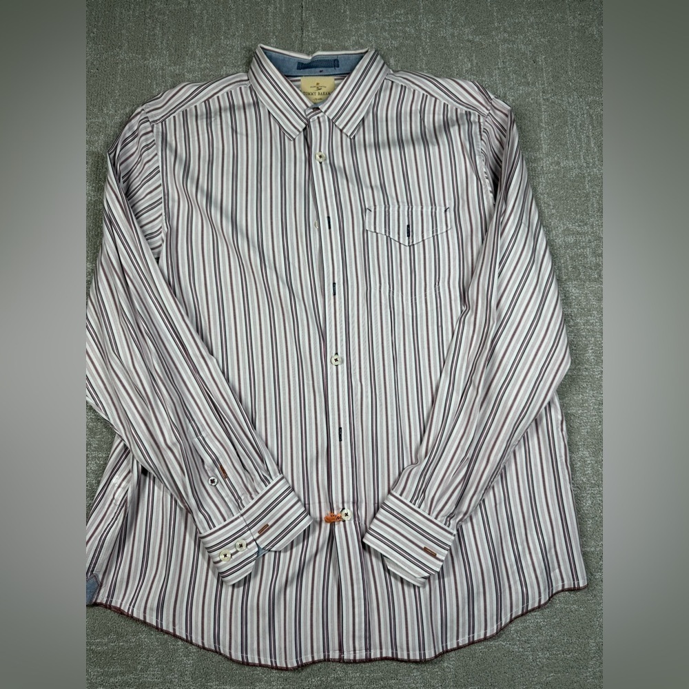 Tommy Bahama 100% Cotton Striped Button Down Long Sleeve Shirt Sz XL